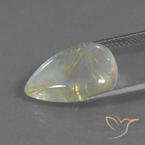 Quartzo Rutilo Amarelo Terroso Claro Natural 8.42ct, Formato de pêra, Transparente