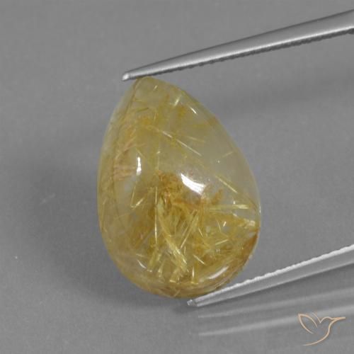 12.62ct Natural amarelo quente Quartzo Rutilo, Formato de pêra, Translúcido