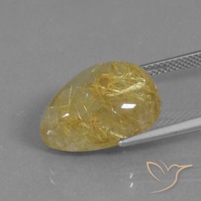 Quartzo Rutilo amarelo quente Natural 12.62ct, Formato de pêra, Translúcido