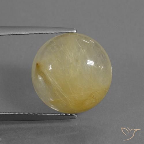 8.80ct Natural Amarelo Terroso Quartzo Rutilo, Redondo, Transparente