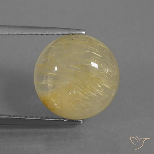 9.40ct Natural Amarelo claro Quartzo Rutilo, Redondo, Transparente