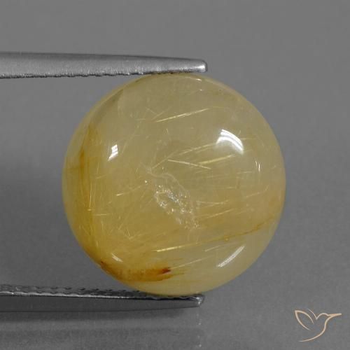 9.37ct Natural Amarelo Terroso Quartzo Rutilo, Redondo, Transparente