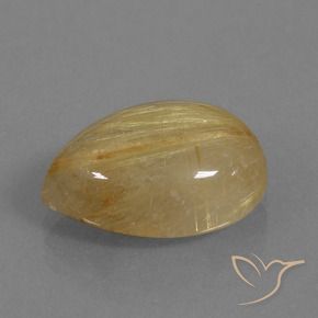 Quartzo Rutilo Marrom Tawny Claro Natural 9.64ct, Formato de pêra, Transparente