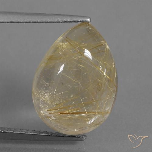 9.18ct Natural Castanho Dourado Muito Claro Quartzo Rutilo, Formato de pêra, Transparente