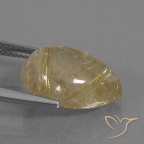 Quartzo Rutilo Castanho Dourado Muito Claro Natural 9.18ct, Formato de pêra, Transparente