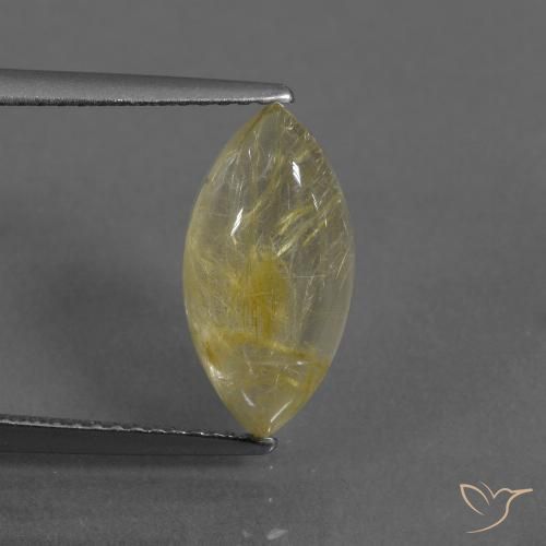 3.58ct Natural Luz amarela Quartzo Rutilo, Marquesa, Transparente