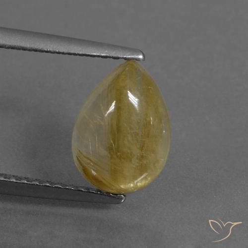 2.13ct Natural amarelo médio Quartzo Rutilo, Formato de pêra, Translúcido