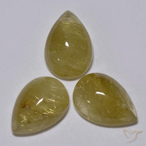 Pedras preciosas de Quartzo Rutilo Castanho Dourado Muito Claro natural de 6.32 ct, Formato de pêra, Translúcido