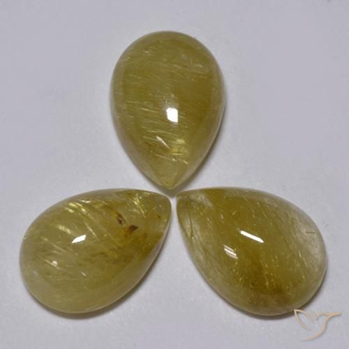 Pedras preciosas de Quartzo Rutilo Castanho Dourado Muito Claro natural de 6.32 ct, Formato de pêra, Translúcido