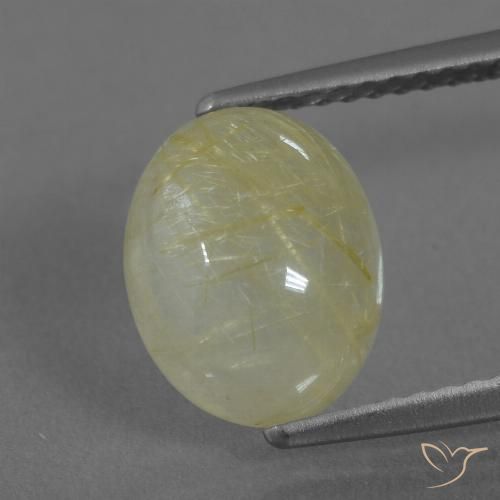 3.38ct Natural amarelo médio Quartzo Rutilo, oval, Translúcido