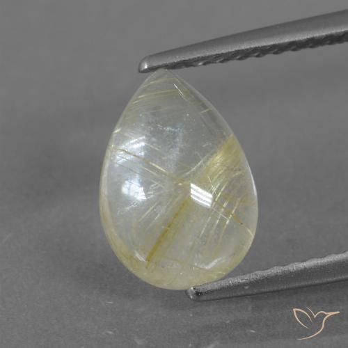 2.51ct Natural Amarelo claro Quartzo Rutilo, Formato de pêra, Transparente