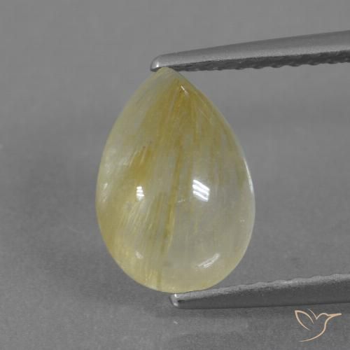2.81ct Natural Amarelo Terroso Quartzo Rutilo, Formato de pêra, Transparente