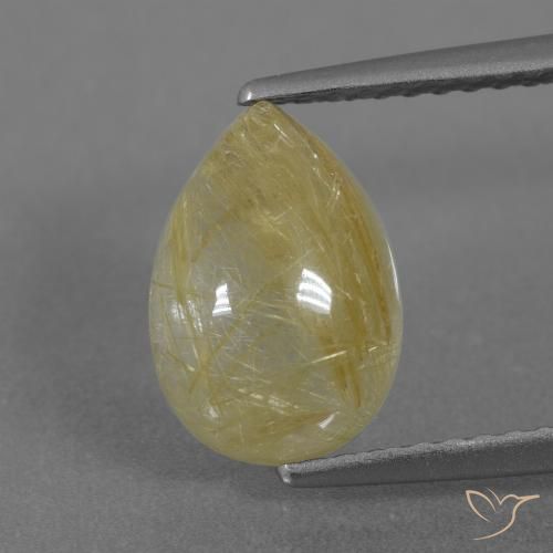 3.05ct Natural amarelo médio Quartzo Rutilo, Formato de pêra, Transparente