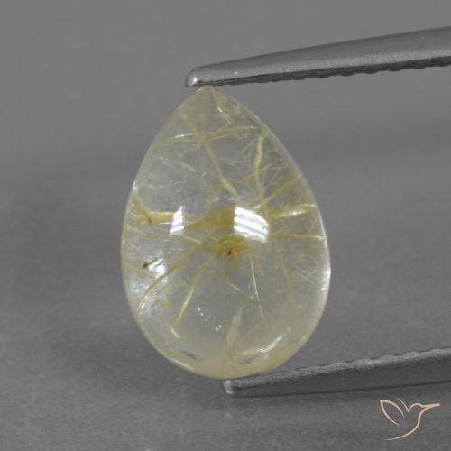 2.76ct Natural Luz amarela Quartzo Rutilo, Formato de pêra, Transparente