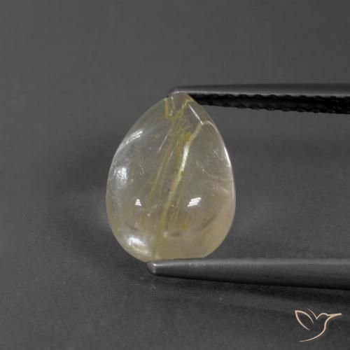 2.58ct Natural Luz amarela Quartzo Rutilo, Formato de pêra, Transparente