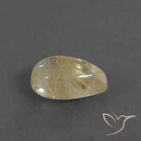 Quartzo Rutilo Amarelo Terroso Natural 2.61ct, Formato de pêra, Transparente