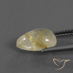 Quartzo Rutilo Amarelo Terroso Natural 2.61ct, Formato de pêra, Transparente