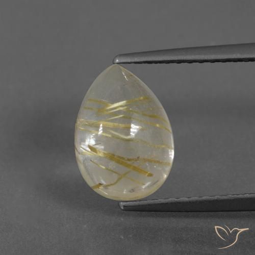 2.97ct Natural Amarelo Terroso Quartzo Rutilo, Formato de pêra, Transparente
