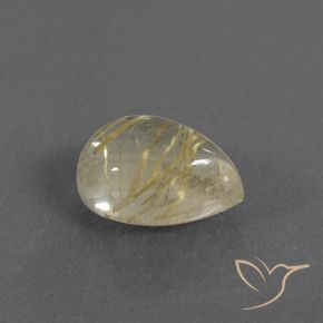 Quartzo Rutilo Amarelo Terroso Natural 2.97ct, Formato de pêra, Transparente