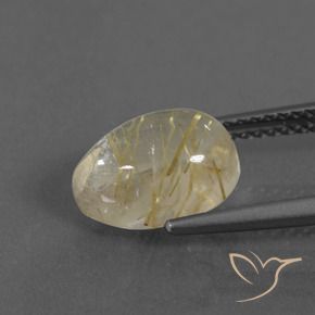 Quartzo Rutilo Amarelo Terroso Natural 2.97ct, Formato de pêra, Transparente