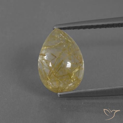 2.94ct Natural amarelo quente Quartzo Rutilo, Formato de pêra, Transparente