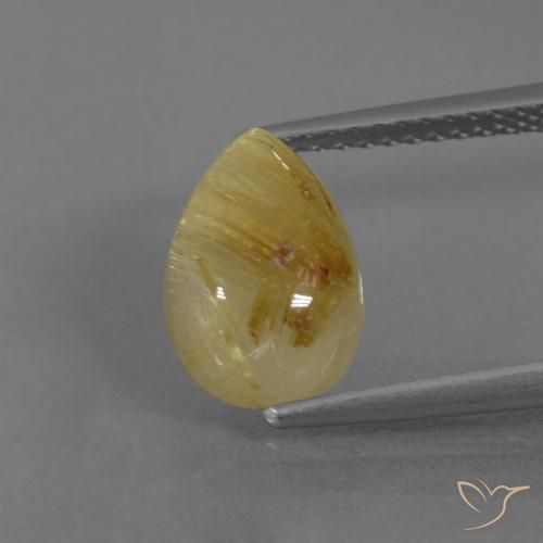 3.17ct Natural Amarelo Dijon Quartzo Rutilo, Formato de pêra, Translúcido