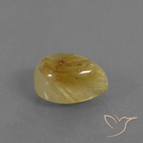 Quartzo Rutilo Amarelo Dijon Natural 3.17ct, Formato de pêra, Translúcido