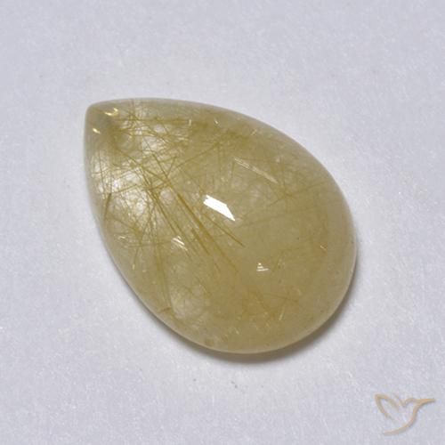Quartzo Rutilo Amarelo Terroso Natural 2.05ct, Formato de pêra, Transparente