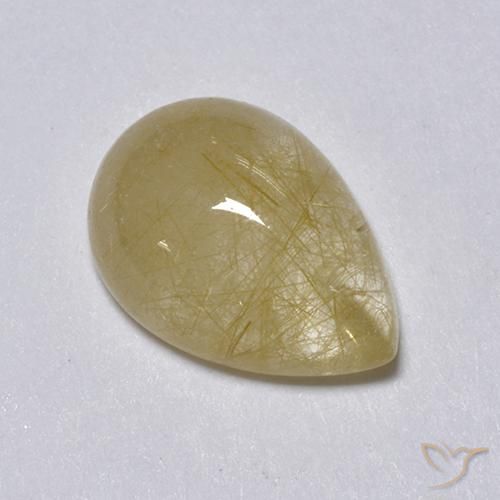 Quartzo Rutilo Amarelo Terroso Natural 2.05ct, Formato de pêra, Transparente