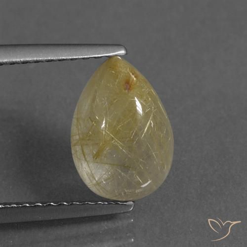 2.72ct Natural Amarelo Toscana Quartzo Rutilo, Formato de pêra, Transparente, Photo A