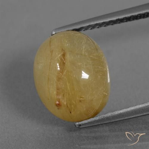 4.72ct Natural amarelo quente Quartzo Rutilo, oval, Translúcido