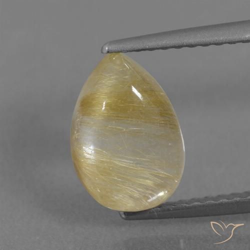 2.74ct Natural Amarelo Dijon claro Quartzo Rutilo, Formato de pêra, Transparente
