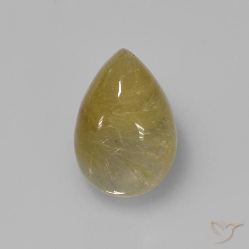 2.14ct Natural Amarelo Terroso Quartzo Rutilo, Formato de pêra, Transparente