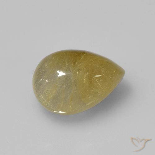 Quartzo Rutilo Amarelo Terroso Natural 2.14ct, Formato de pêra, Transparente