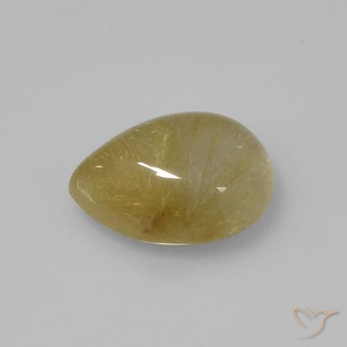 Quartzo Rutilo Amarelo Terroso Natural 2.14ct, Formato de pêra, Transparente