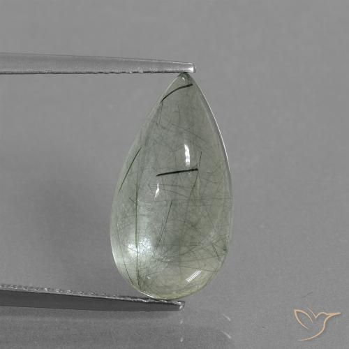 6.41ct Natural Luz verde Quartzo Rutilo, Formato de pêra, Transparente