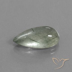 Quartzo Rutilo Luz verde Natural 6.41ct, Formato de pêra, Transparente