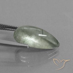 Quartzo Rutilo Luz verde Natural 6.41ct, Formato de pêra, Transparente