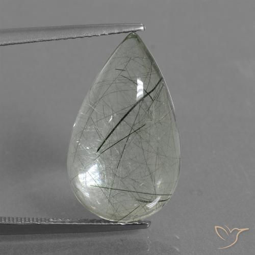 9.75ct Natural Luz verde Quartzo Rutilo, Formato de pêra, Transparente