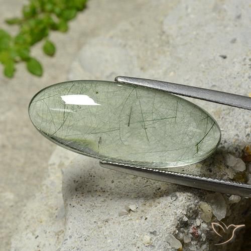 13.24ct Natural Luz verde Quartzo Rutilo, oval, Transparente