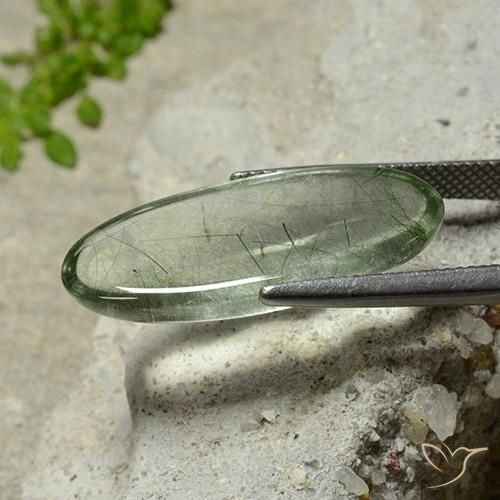 Quartzo Rutilo Luz verde Natural 13.24ct, oval, Transparente