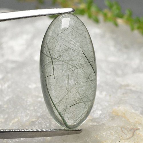 11.39ct Natural Luz verde Quartzo Rutilo, oval, Transparente