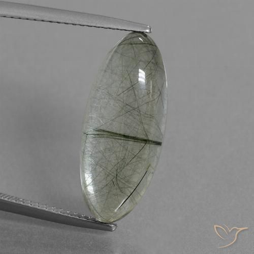 8.76ct Natural Luz verde Quartzo Rutilo, Marquesa, Transparente