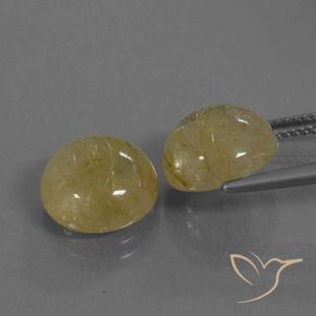 Pedras preciosas de Quartzo Rutilo Amarelo Terroso natural de 9.84 ct, Redondo, Transparente