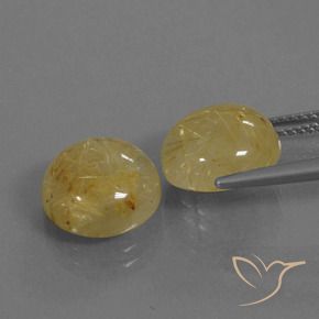Pedras preciosas de Quartzo Rutilo amarelo médio natural de 10.91 ct, Redondo, Transparente