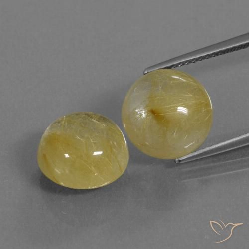 10.77ctw Natural amarelo médio Quartzo Rutilo, Redondo, Transparente