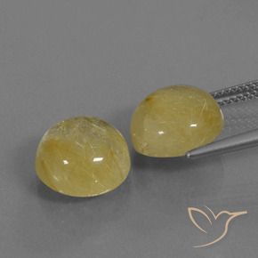 Pedras preciosas de Quartzo Rutilo amarelo médio natural de 10.77 ct, Redondo, Transparente