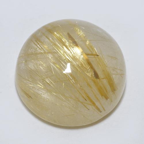 Quartzo rutilado amarelo natural 5,86ct, corte redondo, transparente