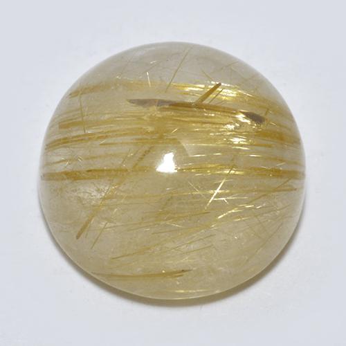 Quartzo rutilado amarelo natural 5,86ct, corte redondo, transparente