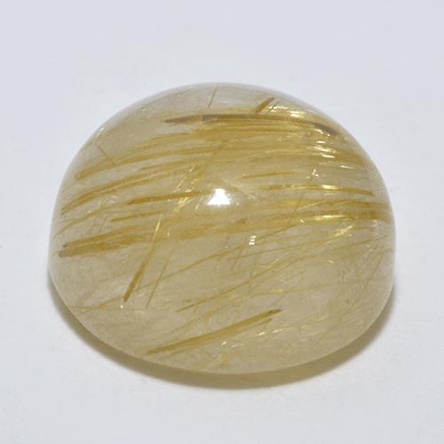 Quartzo rutilado amarelo natural 5,86ct, corte redondo, transparente